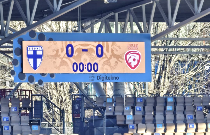 DT-SPORT VIDEO PRO LED screen tulostaulujärjestelmä Helmareiden kotiottelussa