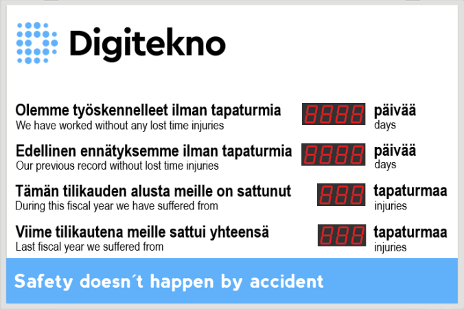 Työturvataulu tapaturmatilastojen esittämiseen